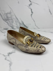Mima Venezia Damen Vintage Leder Loafer Pumps Beige Gold Gr. 40