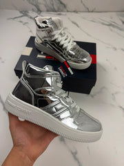 Tommy Jeans TJW Retro Basket Metallic MC Damen High Top Sneaker Silber Gr. 36
