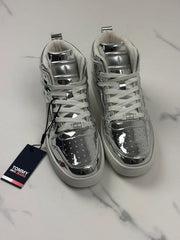 Tommy Jeans TJW Retro Basket Metallic MC Damen High Top Sneaker Silber Gr. 36