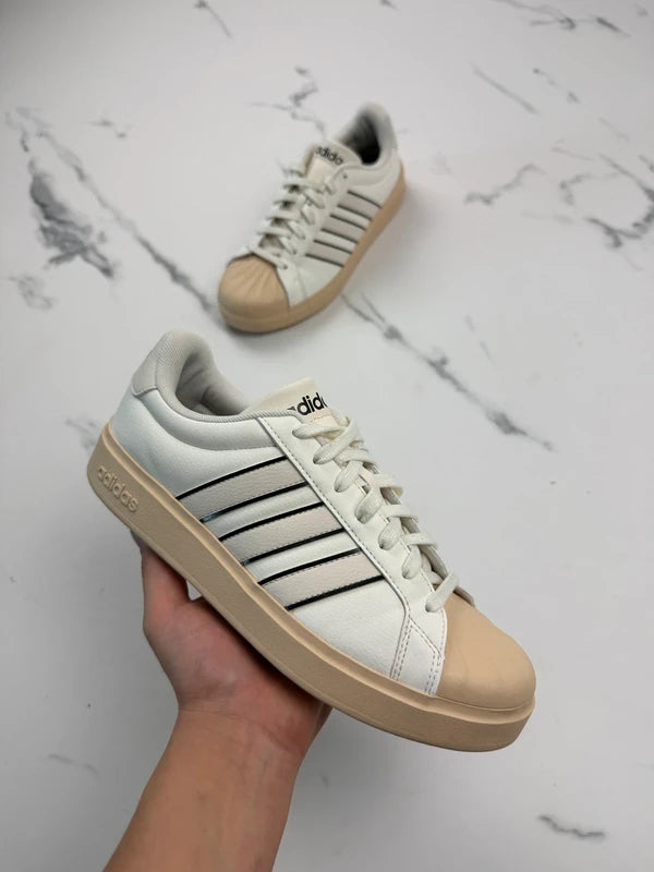 Adidas Grand Court Platform Damen Sneaker Weiß Beige Gr. 40 2/3