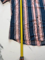 Only & Sons Herren Kurzarmhemd Rosa Dunkelblau Gr. M Gestreift 100% Viskose