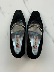 Giorgio Fabiani Damen Pumps Schwarz Leder Strass Gr. 36 Made in Italy