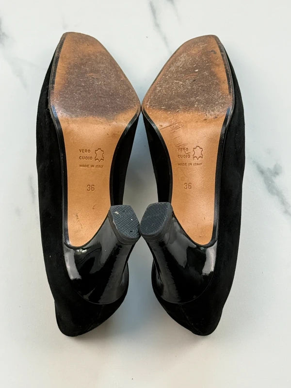 Giorgio Fabiani Damen Pumps Schwarz Leder Strass Gr. 36 Made in Italy