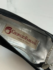 Giorgio Fabiani Damen Pumps Schwarz Leder Strass Gr. 36 Made in Italy