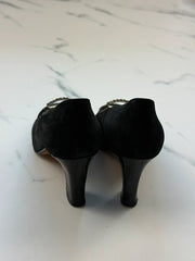 Giorgio Fabiani Damen Pumps Schwarz Leder Strass Gr. 36 Made in Italy