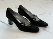 Giorgio Fabiani Damen Pumps Schwarz Leder Strass Gr. 36 Made in Italy