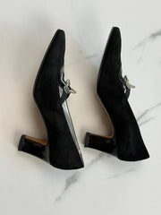 Giorgio Fabiani Damen Pumps Schwarz Leder Strass Gr. 36 Made in Italy