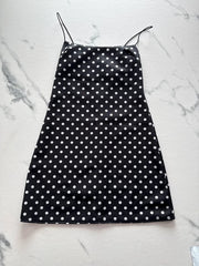 PrettyLittleThing Damen Satin Minikleid Schwarz Weiß Gr. 36 Polka Dot