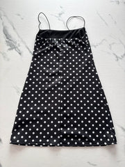 PrettyLittleThing Damen Satin Minikleid Schwarz Weiß Gr. 36 Polka Dot