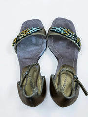 Roberto Botella Damen Leder Sandalen Gold Strass Gr. 37
