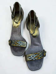 Roberto Botella Damen Leder Sandalen Gold Strass Gr. 37