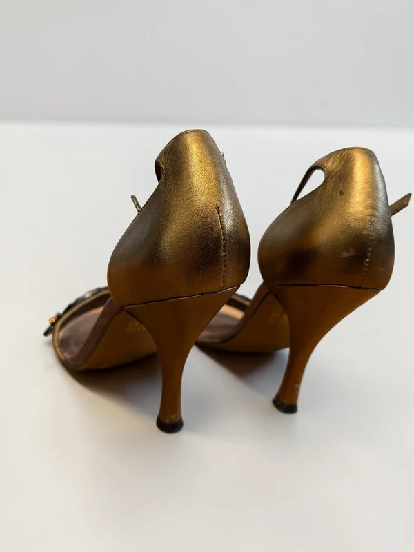 Roberto Botella Damen Leder Sandalen Gold Strass Gr. 37