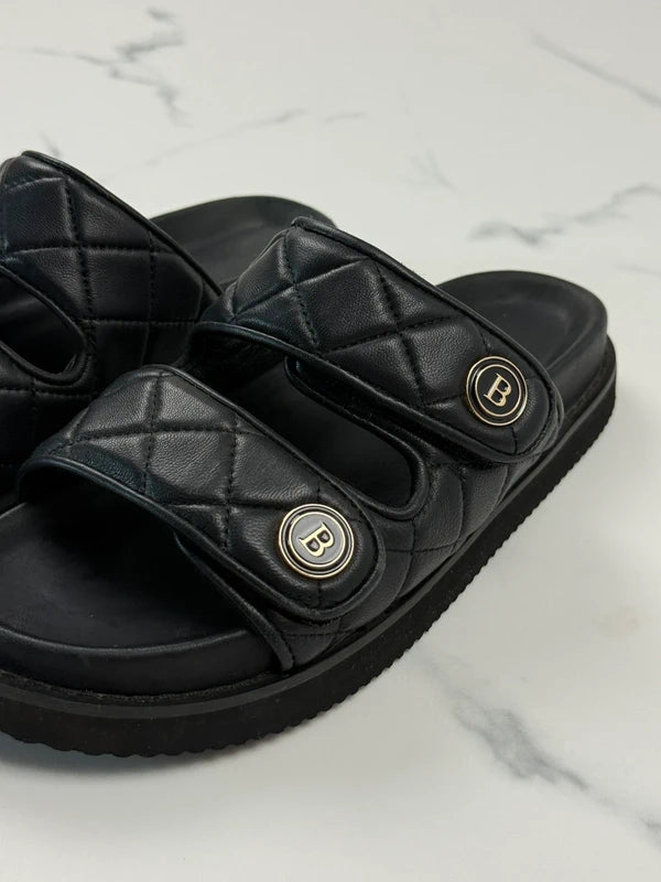 Badura Damen Pantoletten Schwarz Gesteppt Gr. 37