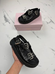 DeeZee Damen Plateau Sandalen Schwarz mit Schnallen Gr. 38