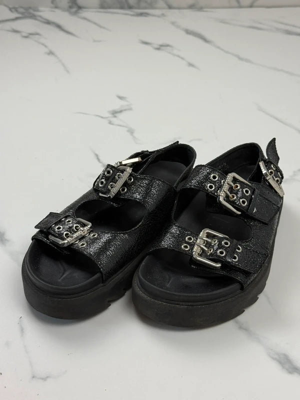 DeeZee Damen Plateau Sandalen Schwarz mit Schnallen Gr. 38
