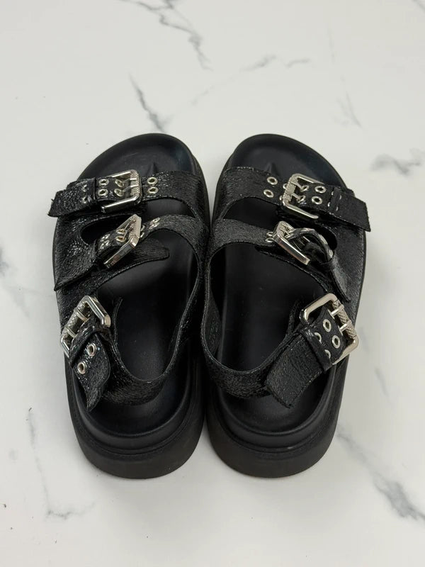 DeeZee Damen Plateau Sandalen Schwarz mit Schnallen Gr. 38