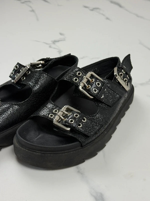 DeeZee Damen Plateau Sandalen Schwarz mit Schnallen Gr. 38