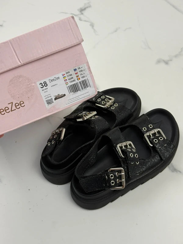 DeeZee Damen Plateau Sandalen Schwarz mit Schnallen Gr. 38