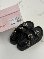 DeeZee Damen Plateau Sandalen Schwarz mit Schnallen Gr. 38