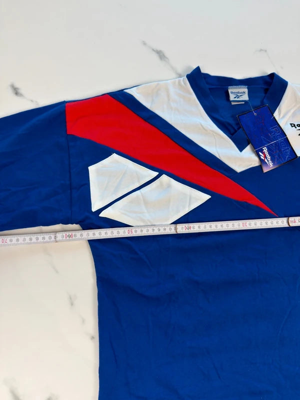 Reebok Herren Vintage Longsleeve Trikot Blau Weiß Rot Gr. M Neu mit Etikett