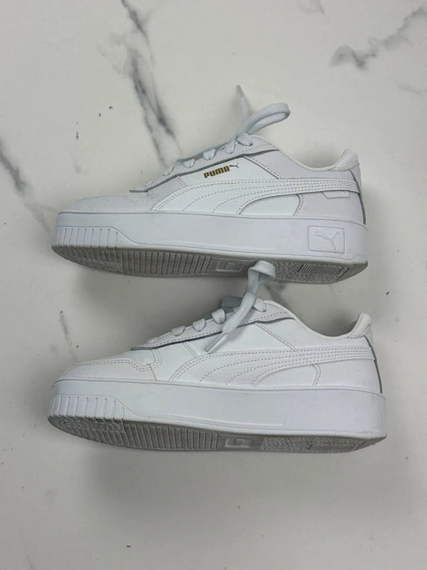 Puma Carina Street Damen Plateau Sneaker Weiß Gold Gr. 38,5