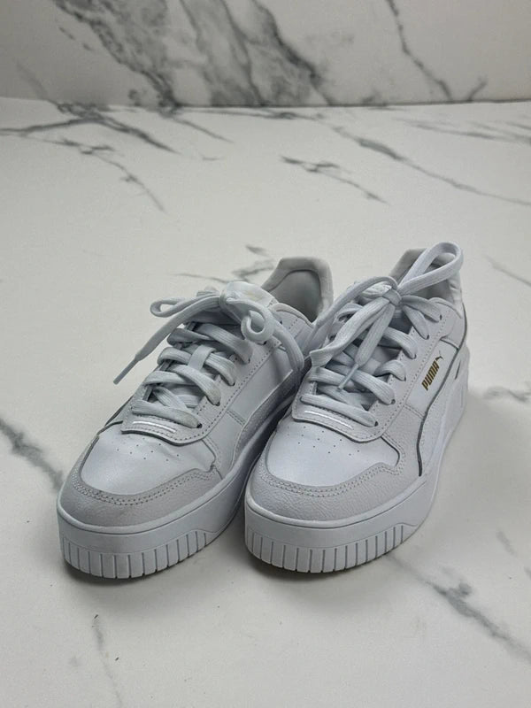 Puma Carina Street Damen Plateau Sneaker Weiß Gold Gr. 38,5