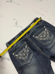 Blue Monkey Luxury Damen Jeans Dunkelblau W31 mit Stickerei & Nieten