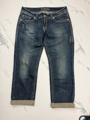 Blue Monkey Luxury Damen Jeans Dunkelblau W31 mit Stickerei & Nieten