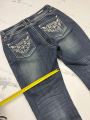Blue Monkey Luxury Damen Jeans Dunkelblau W31 mit Stickerei & Nieten