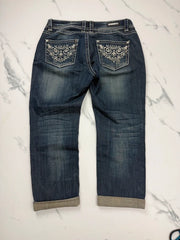 Blue Monkey Luxury Damen Jeans Dunkelblau W31 mit Stickerei & Nieten
