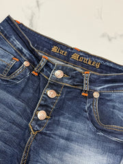 Blue Monkey Damen Jeans Blau W26 L32 Straight Leg Stretch
