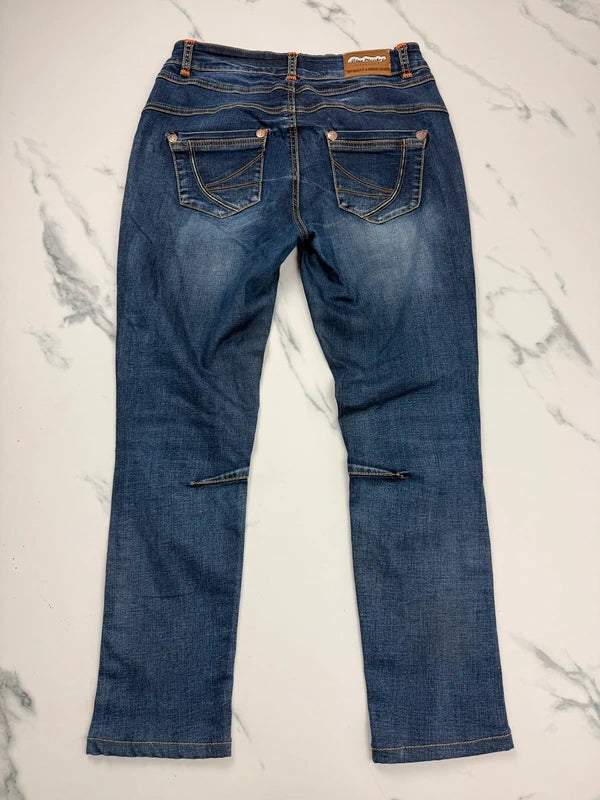 Blue Monkey Damen Jeans Blau W26 L32 Straight Leg Stretch