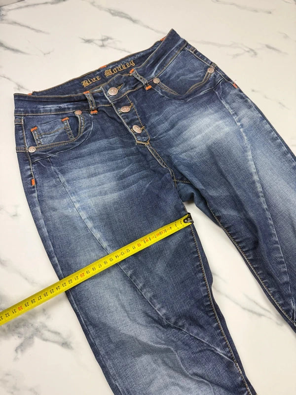 Blue Monkey Damen Jeans Blau W26 L32 Straight Leg Stretch
