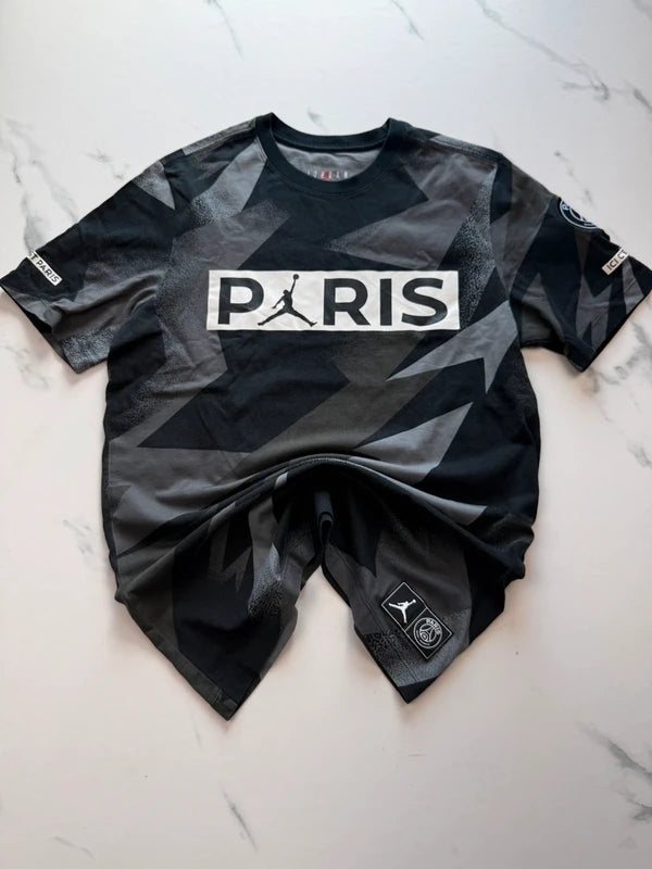 Nike Jordan x Paris Saint-Germain Herren T-Shirt Schwarz Grau Gr. M 100% Baumwolle