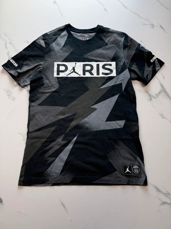 Nike Jordan x Paris Saint-Germain Herren T-Shirt Schwarz Grau Gr. M 100% Baumwolle
