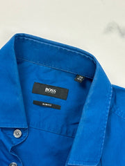 BOSS Herren Hemd Blau Gr. 39 Slim Fit 100% Baumwolle