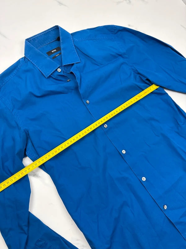 BOSS Herren Hemd Blau Gr. 39 Slim Fit 100% Baumwolle