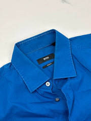 BOSS Herren Hemd Blau Gr. 39 Slim Fit 100% Baumwolle