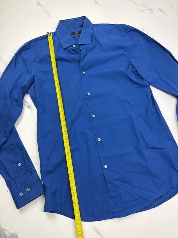 BOSS Herren Hemd Blau Gr. 39 Slim Fit 100% Baumwolle