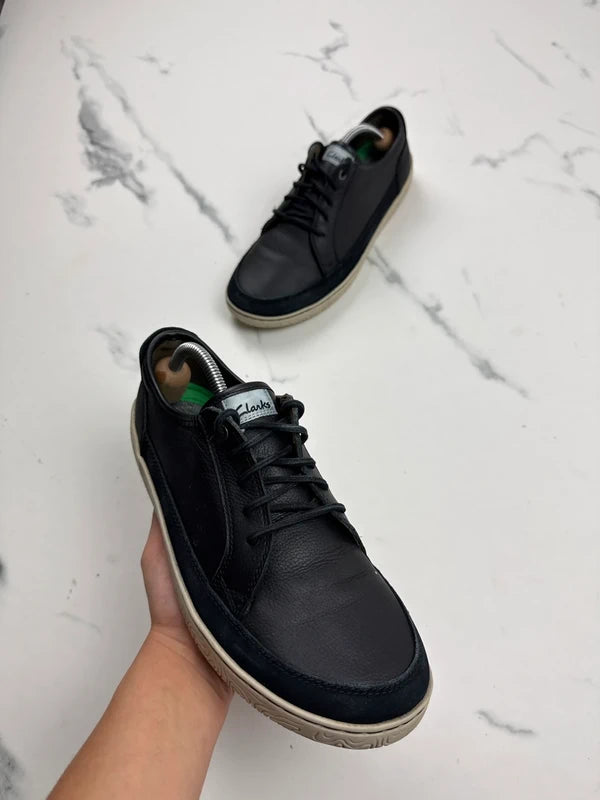 Clarks Herren Leder Sneaker Schwarz Gr. 42,5