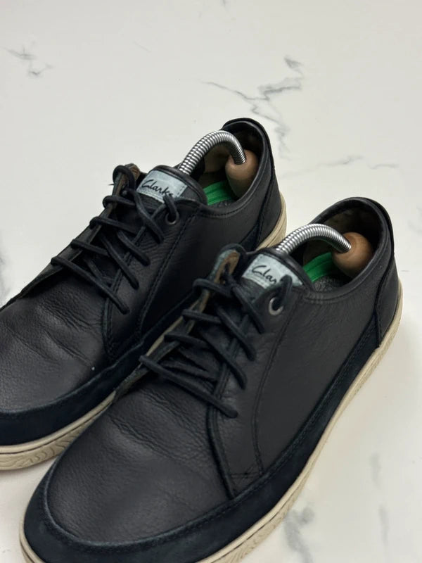 Clarks Herren Leder Sneaker Schwarz Gr. 42,5