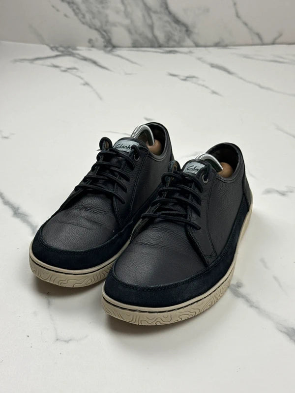 Clarks Herren Leder Sneaker Schwarz Gr. 42,5