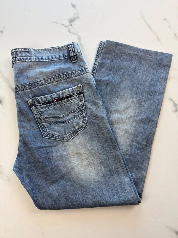 Tommy Hilfiger Herren Jeans Hellblau W36 Straight Leg 5-Pocket