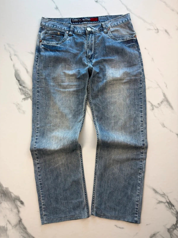 Tommy Hilfiger Herren Jeans Hellblau W36 Straight Leg 5-Pocket