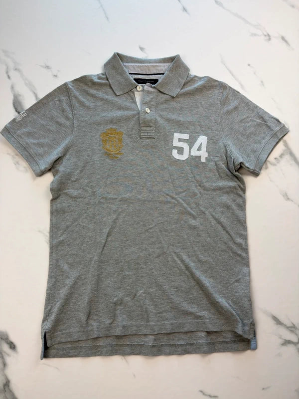 Tommy Hilfiger Herren Poloshirt Grau Gr. M Slim Fit 100% Baumwolle