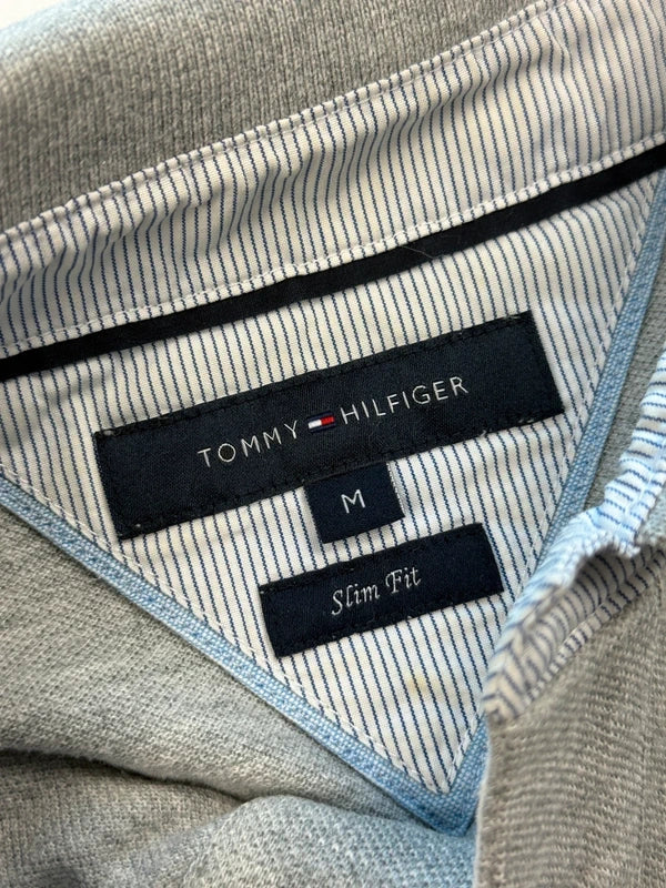 Tommy Hilfiger Herren Poloshirt Grau Gr. M Slim Fit 100% Baumwolle