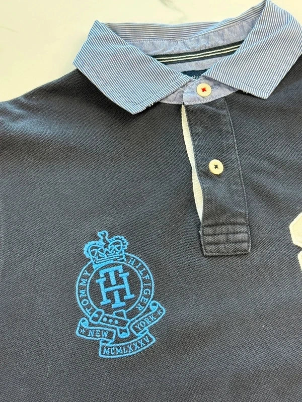 Tommy Hilfiger Herren Poloshirt Navy Gr. M Slim Fit 100% Baumwolle