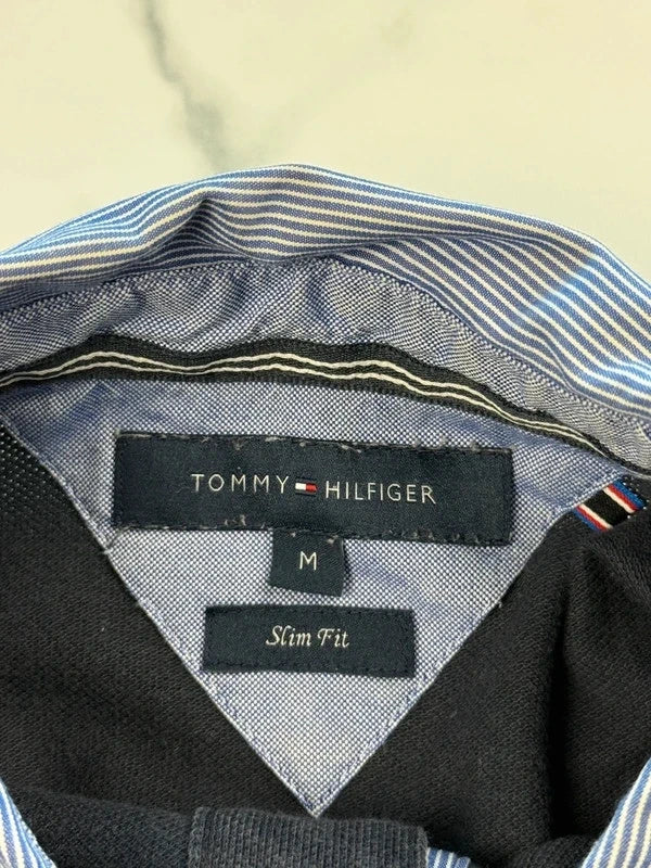 Tommy Hilfiger Herren Poloshirt Navy Gr. M Slim Fit 100% Baumwolle