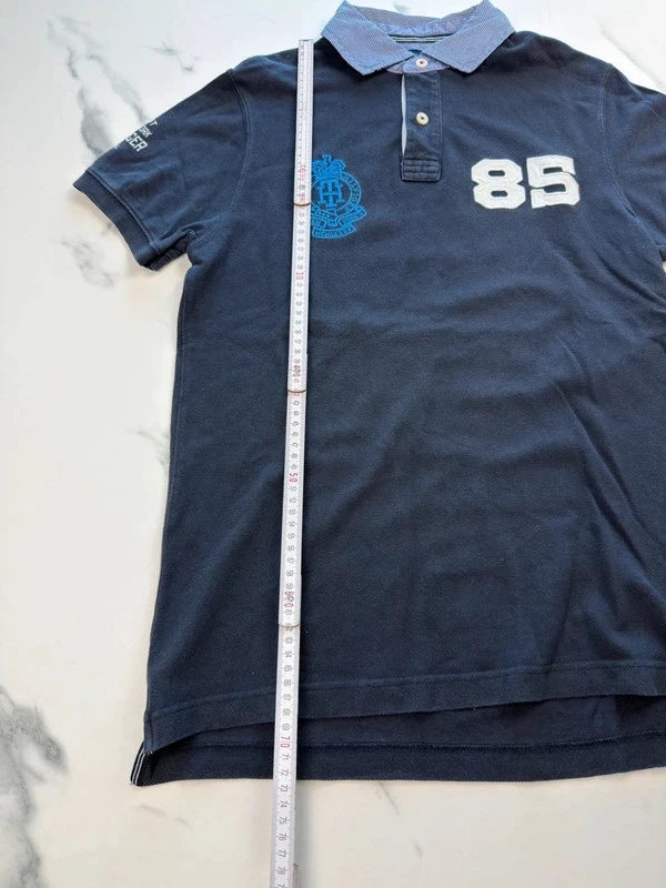 Tommy Hilfiger Herren Poloshirt Navy Gr. M Slim Fit 100% Baumwolle
