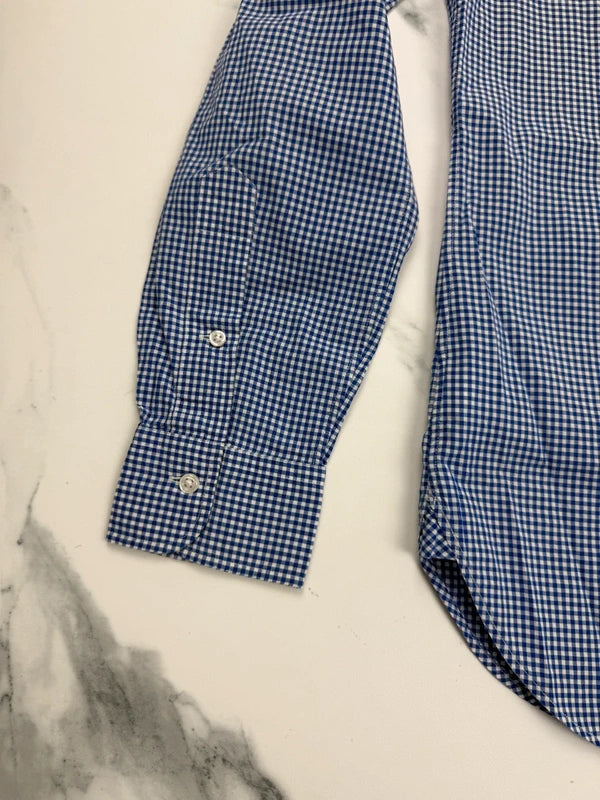 Polo Ralph Lauren Herren Hemd Blau Weiß Kariert Gr. 38 Custom Fit 100% Baumwolle